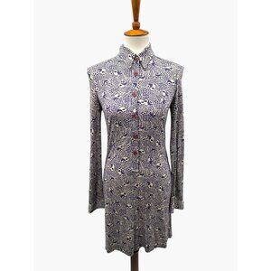 Vintage Anna Sui Button-Up Long Sleeve Shirt Dress USA
